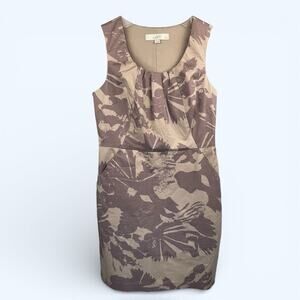 Ann Taylor Loft Mauve Floral Classic Shift Sleeveless Dress size 4 Petite